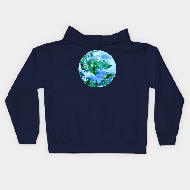 Hand Drawn Earth Planet Kids Hoodie by AnnArtshock